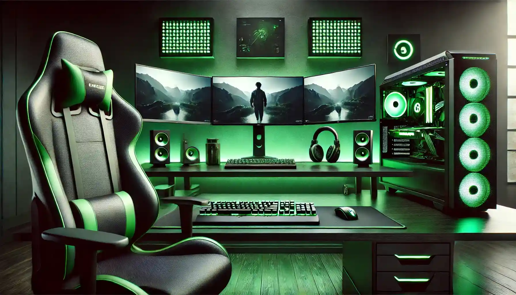 Dark Green Gaming Setups