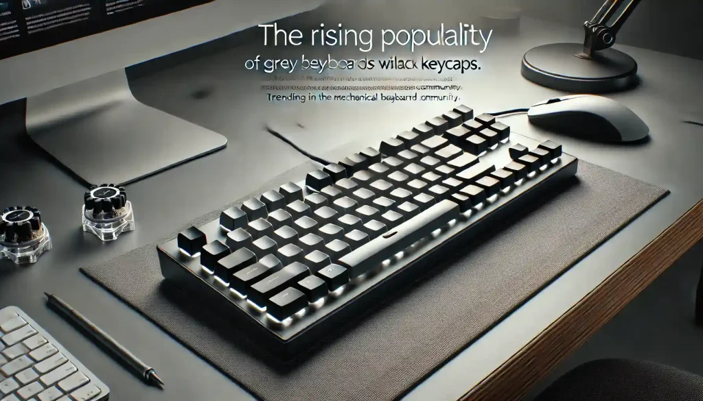 grey keyboard with black keycaps