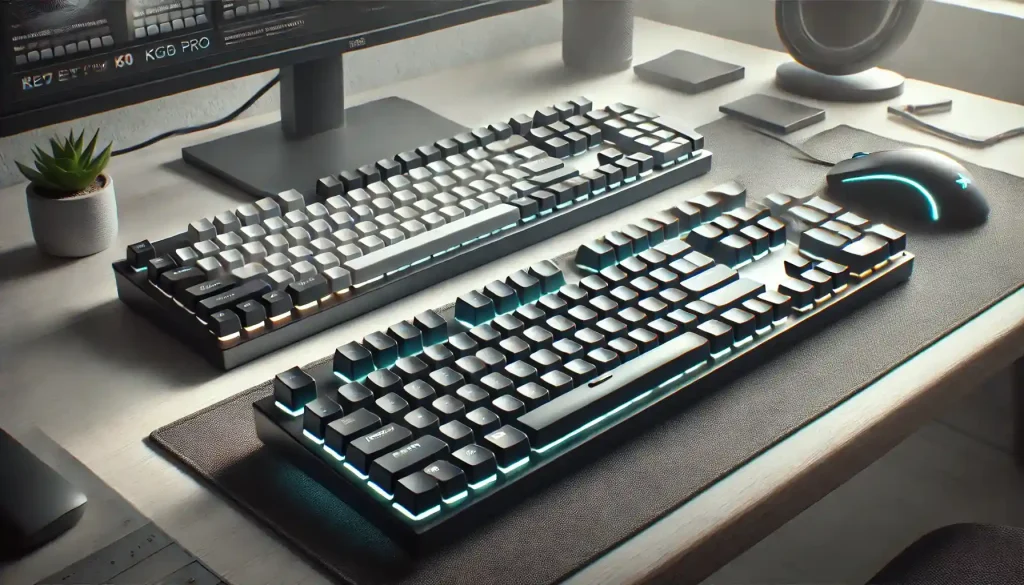 grey keyboard with black keycaps