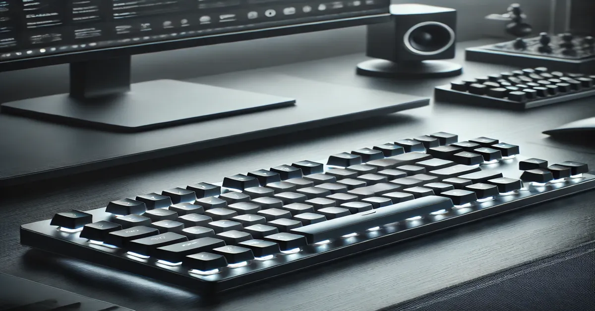 grey keyboard with black keycaps